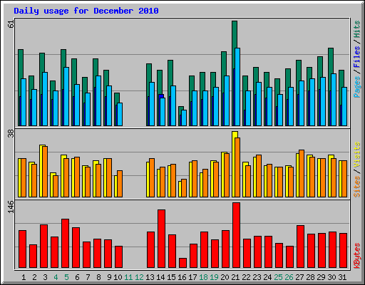 Daily usage for December 2010