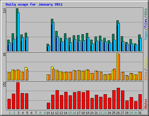 Daily usage for January 2011