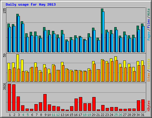Daily usage for May 2013