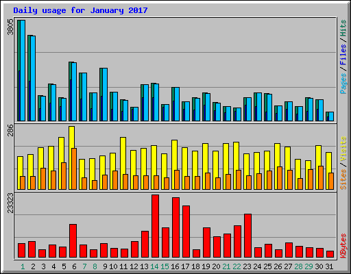Daily usage for January 2017