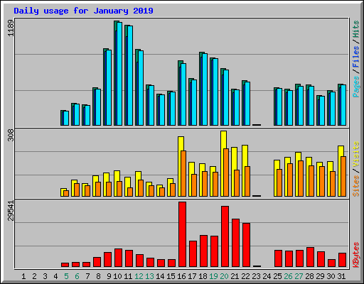 Daily usage for January 2019