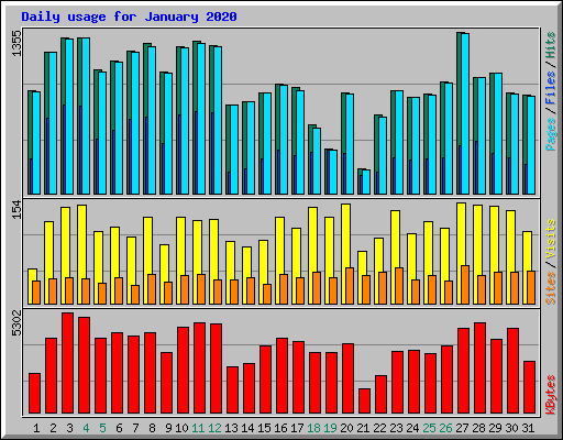 Daily usage for January 2020