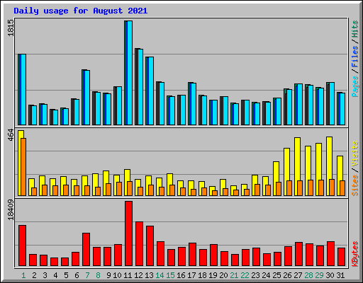 Daily usage for August 2021