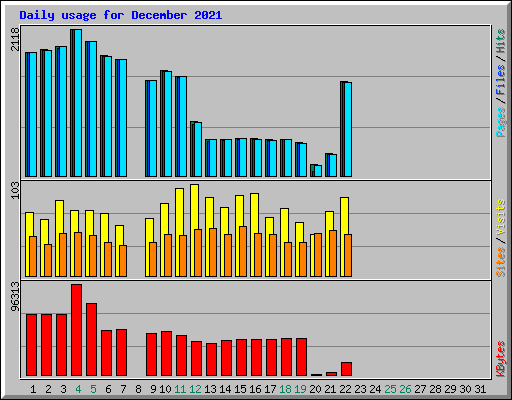 Daily usage for December 2021