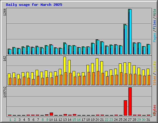Daily usage for March 2025
