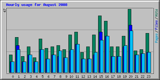 Hourly usage for August 2008