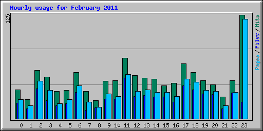 Hourly usage for February 2011