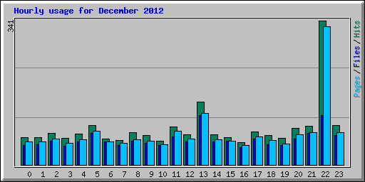 Hourly usage for December 2012