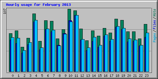 Hourly usage for February 2013