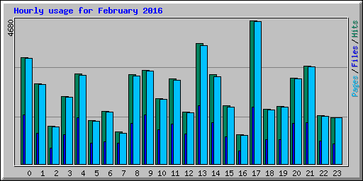 Hourly usage for February 2016