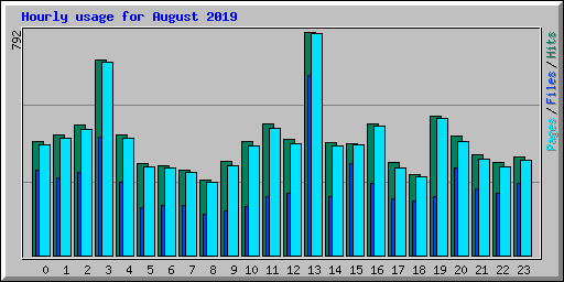 Hourly usage for August 2019