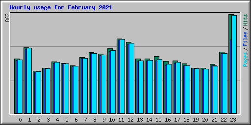 Hourly usage for February 2021